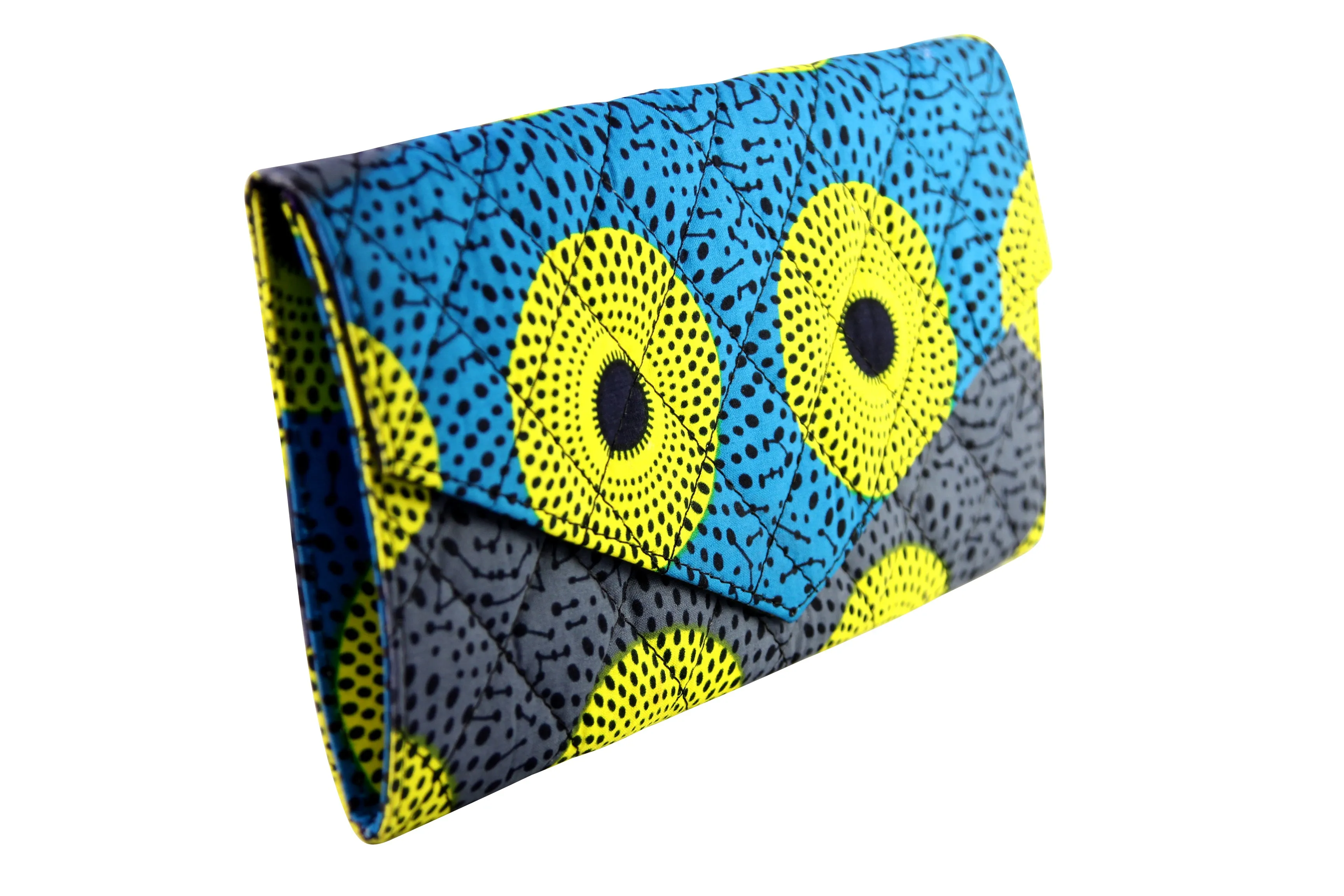 Blue Dots Ankara Clutch Purse