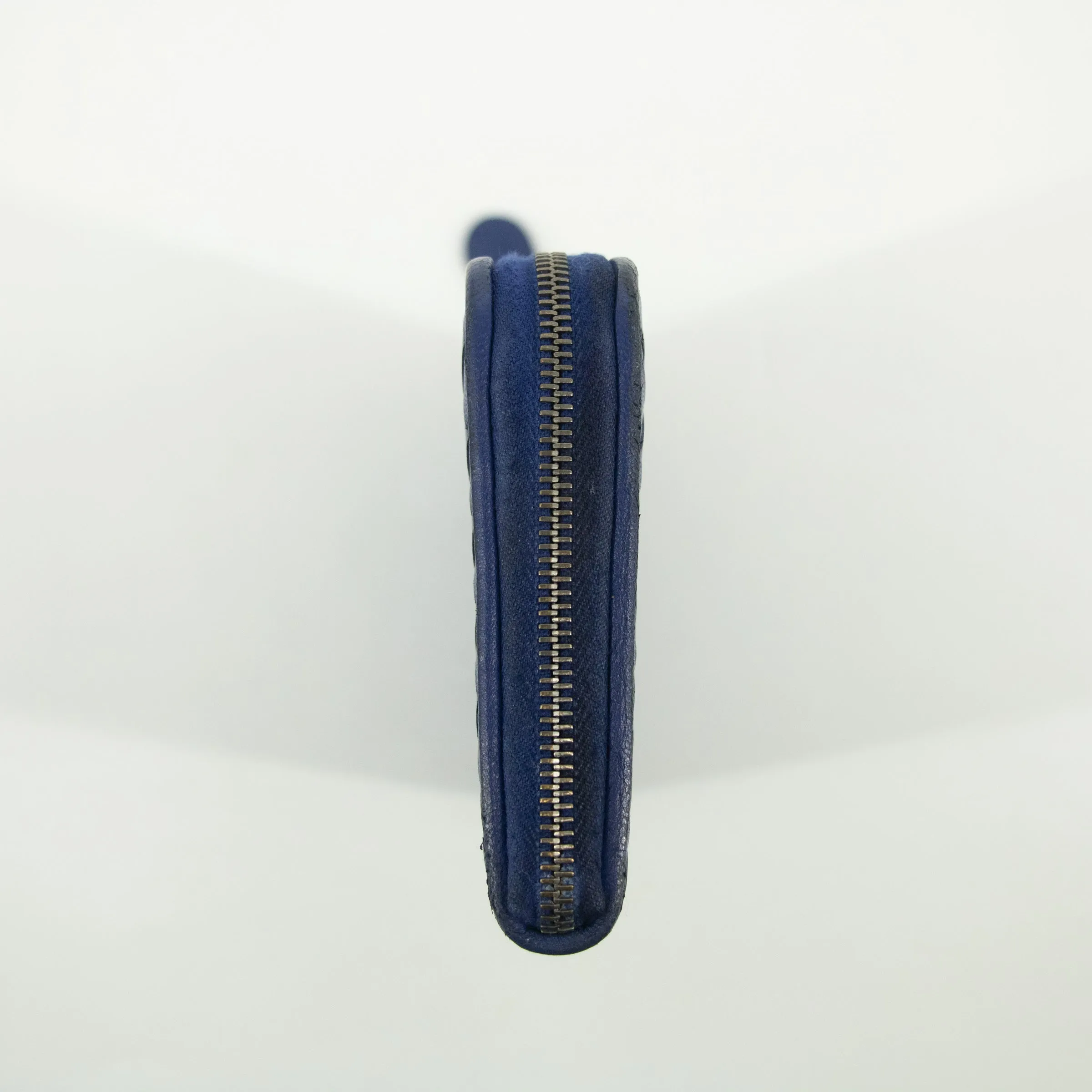 Bottega Veneta Blue Intrecciato Leather L-shaped Zipper Long Wallet  #2397