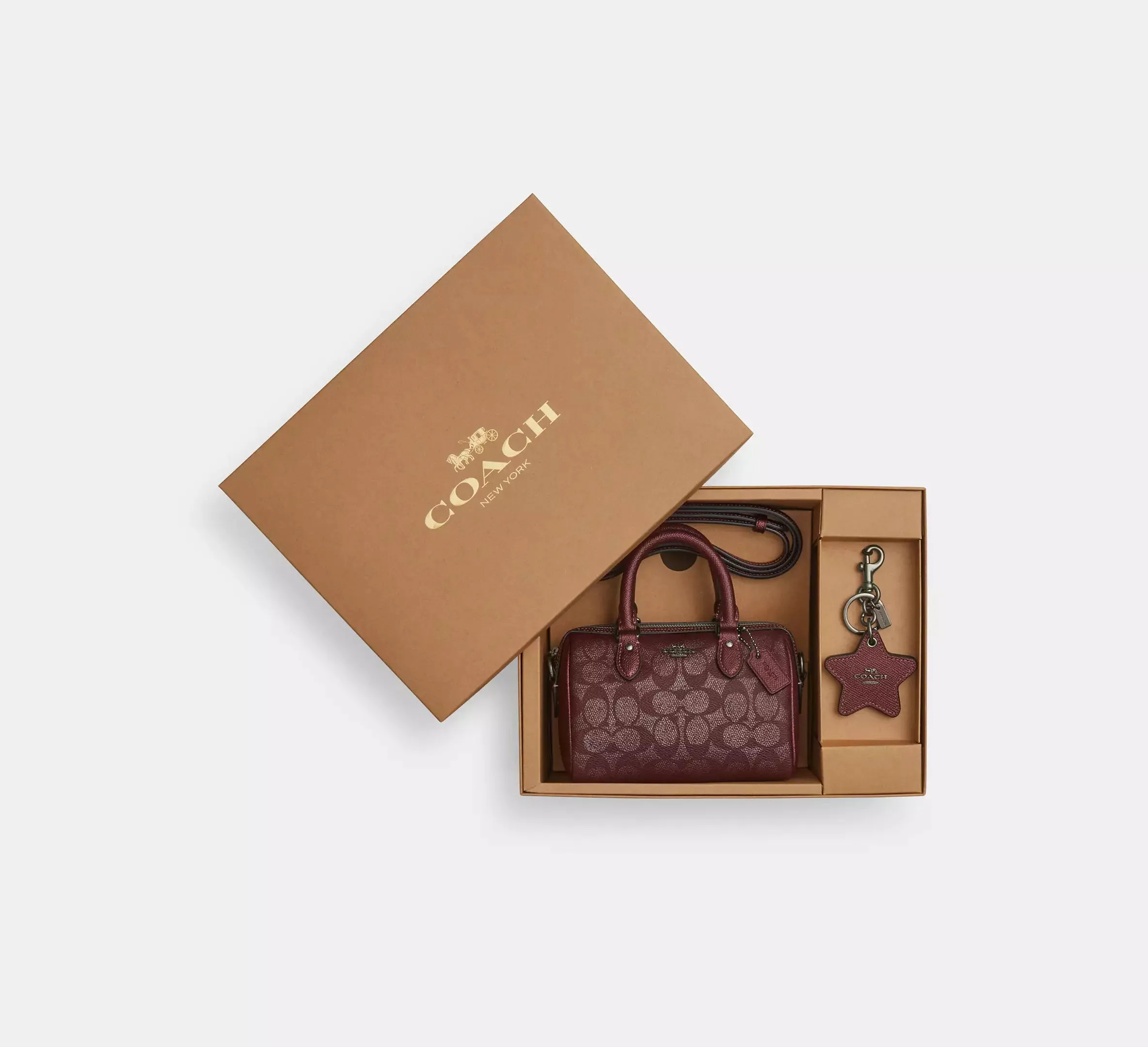 Boxed Mini Rowan Crossbody Bag And Mirror Bag Charm Set In Signature Canvas