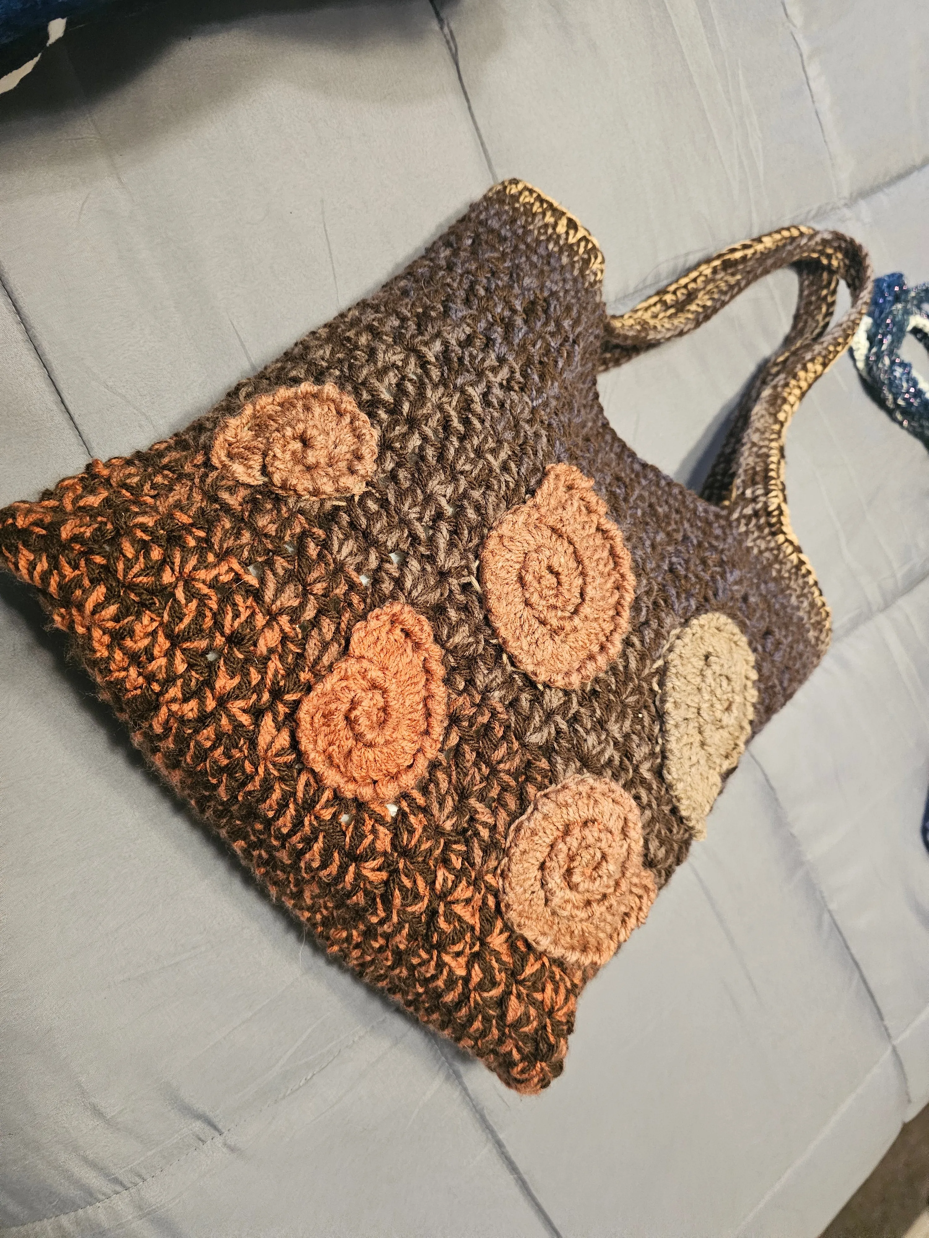 Brown Crochet Tote / Shopper Bag