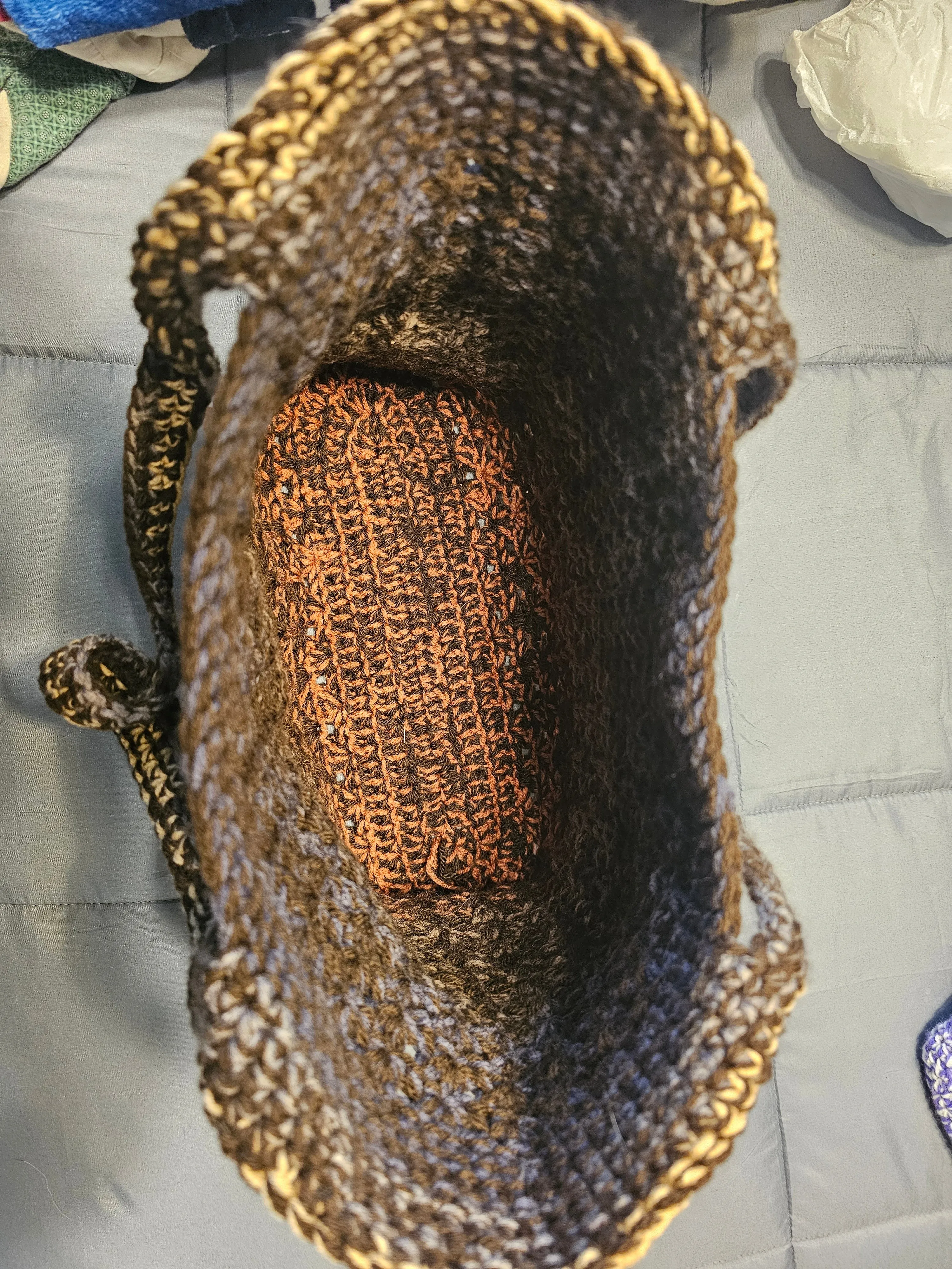 Brown Crochet Tote / Shopper Bag