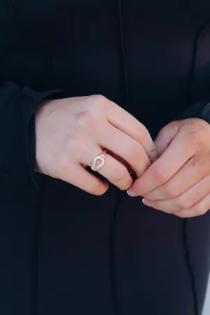 Buckle Rhinestone Statement Ring - Gold
