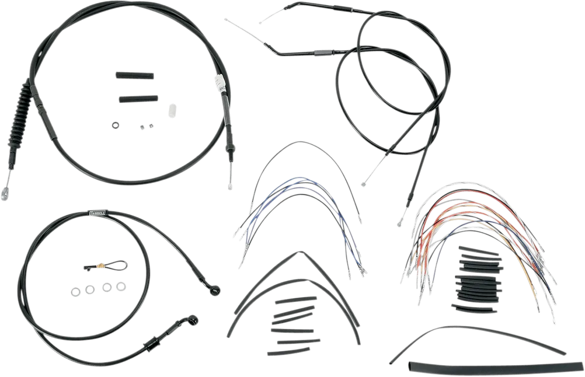 Burly Brand B30-1005 Extended Cable/Brake Line Kit for 16in. Ape Handlebars - Black Vinyl