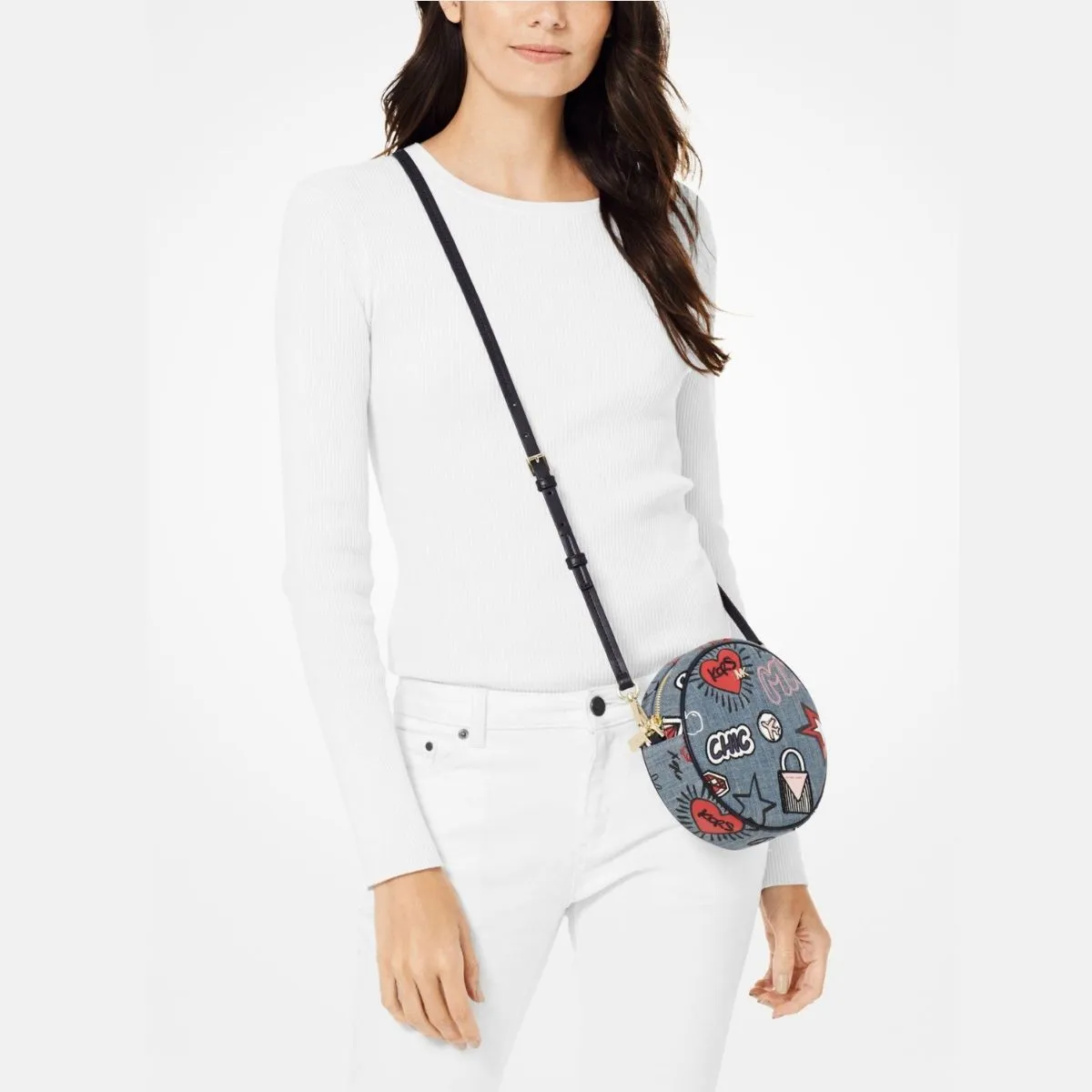 Canteen Embroidered Denim Crossbody Bag