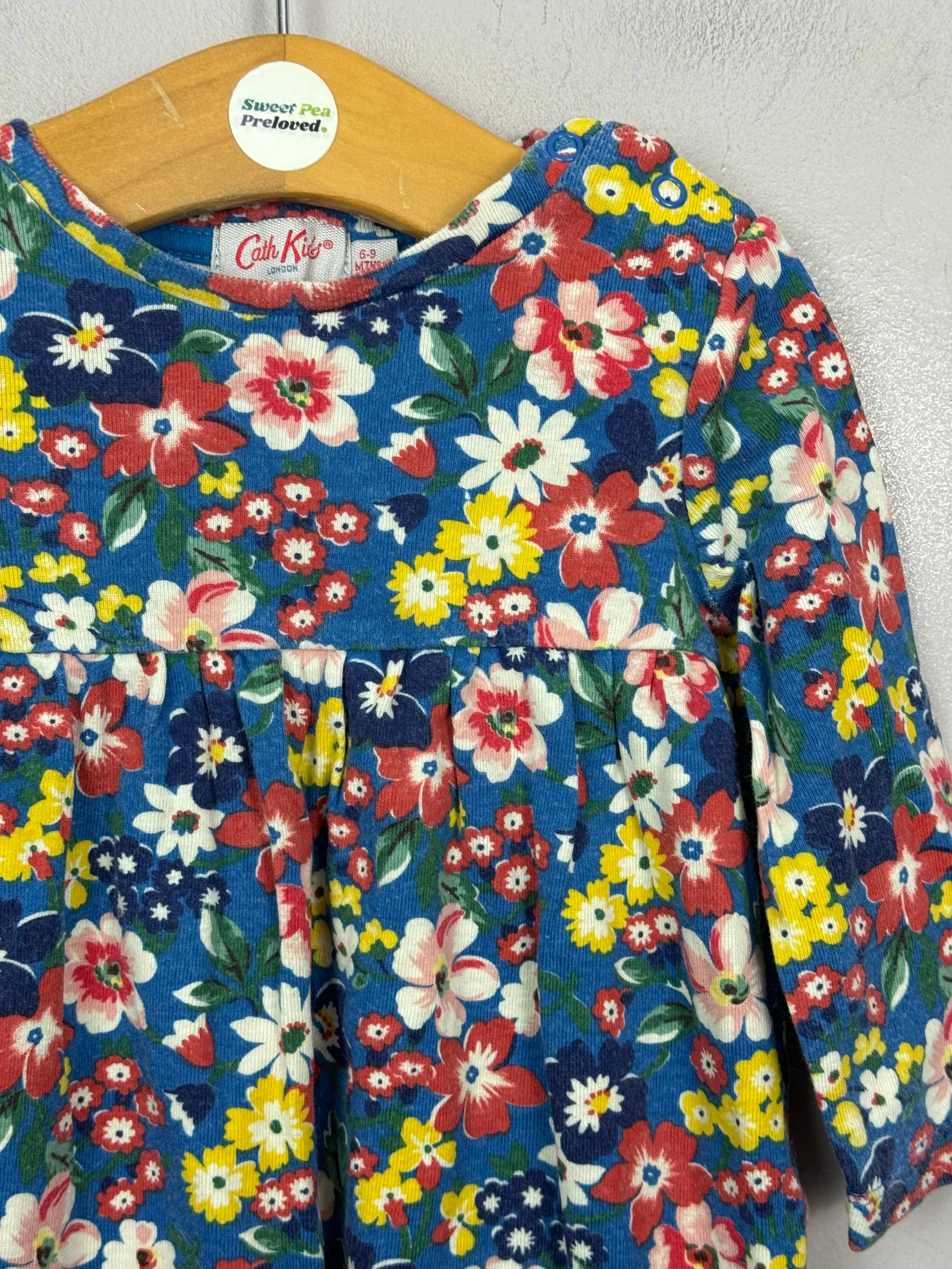 Cath Kidston Teal Floral Dress 6-9m