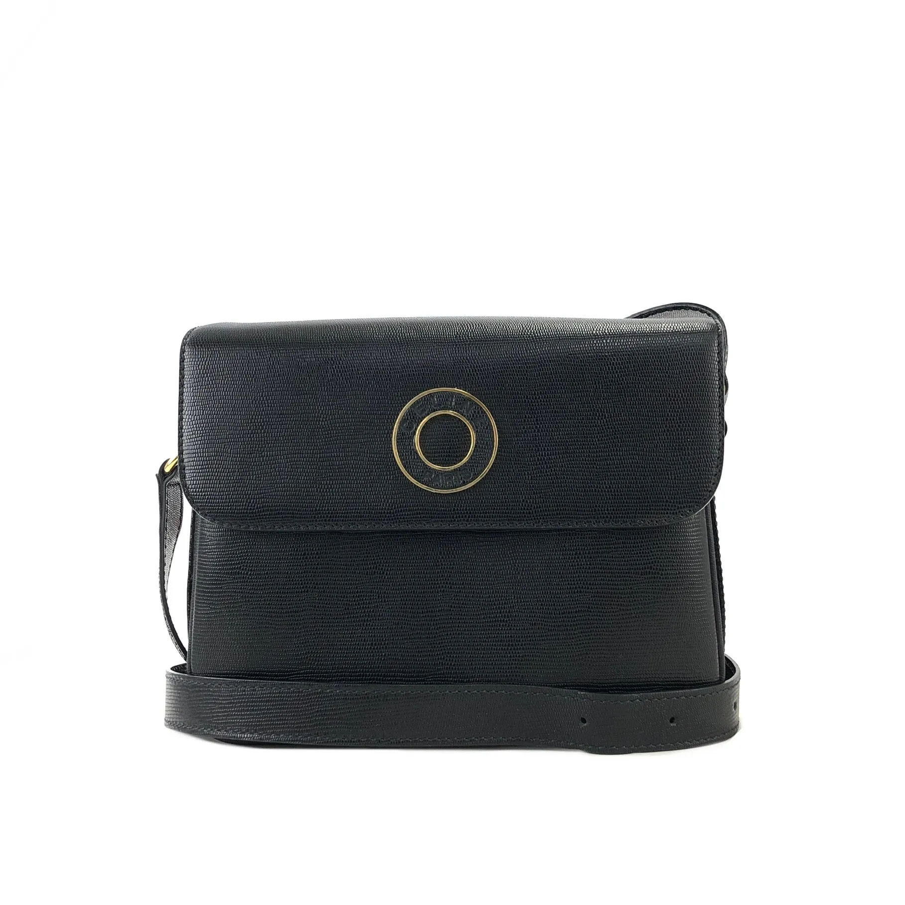 CELINE Circle logo Crossbody Shoulder bag Black Vintage Old CELINE riuw5w