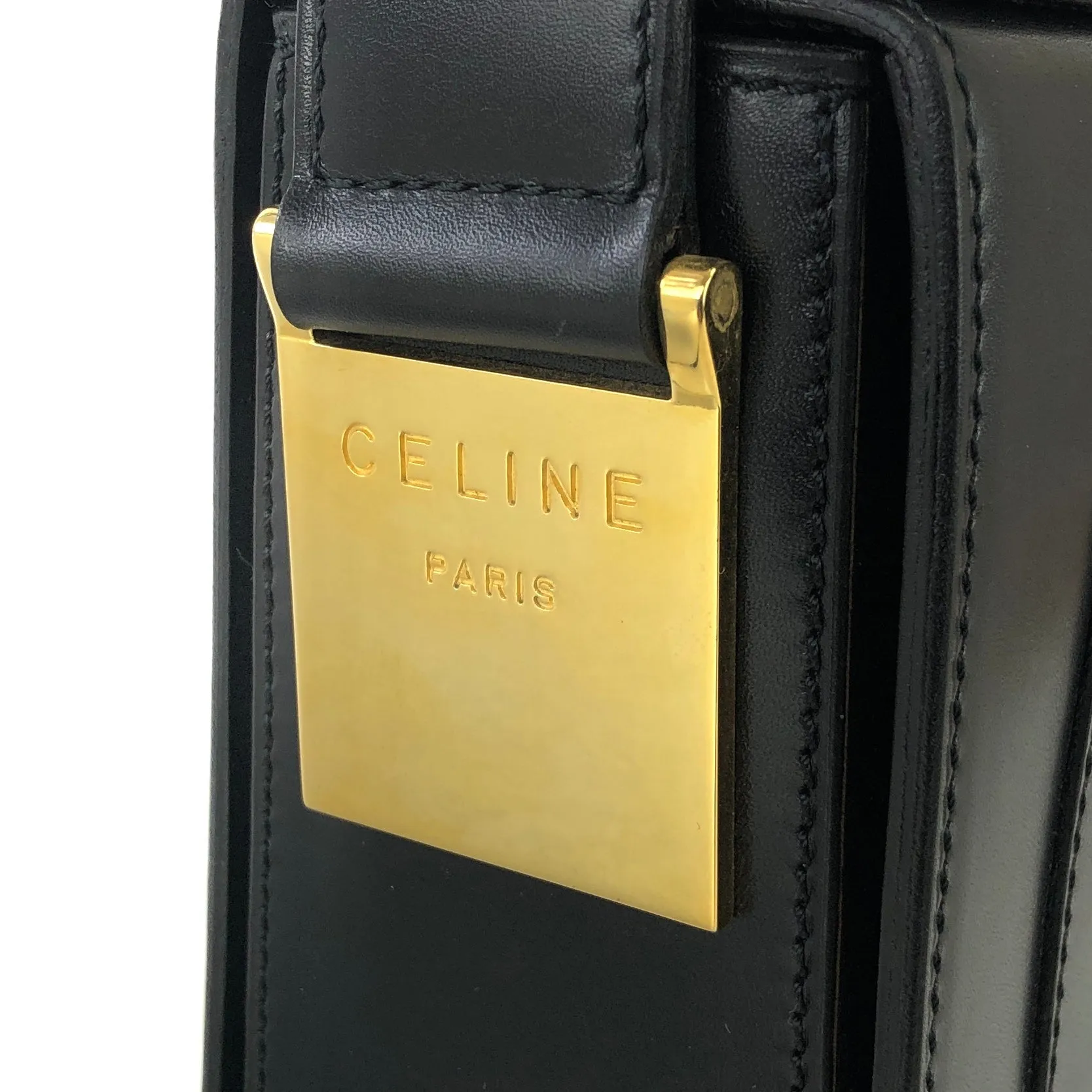 CELINE Gancini Crossbody Box Shoulder bag Black Vintage Old Celine w6vekz