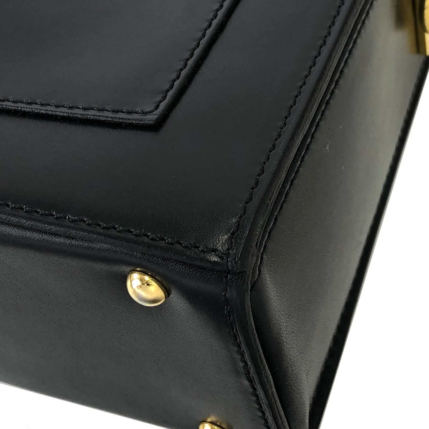 CELINE Gancini Crossbody Box Shoulder bag Black Vintage Old Celine w6vekz