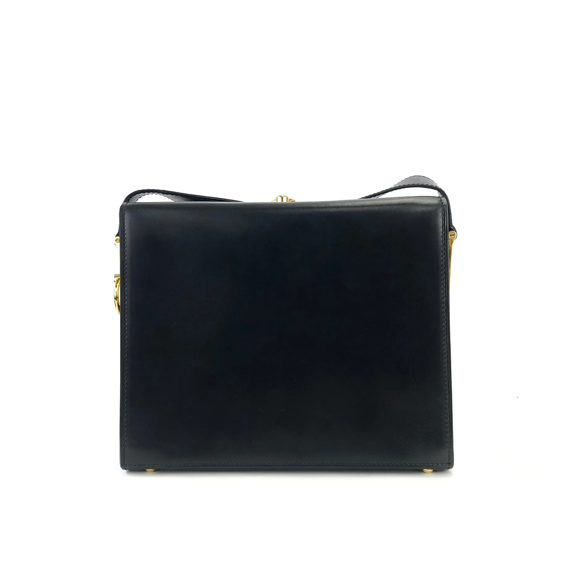 CELINE Gancini Crossbody Box Shoulder bag Black Vintage Old Celine w6vekz