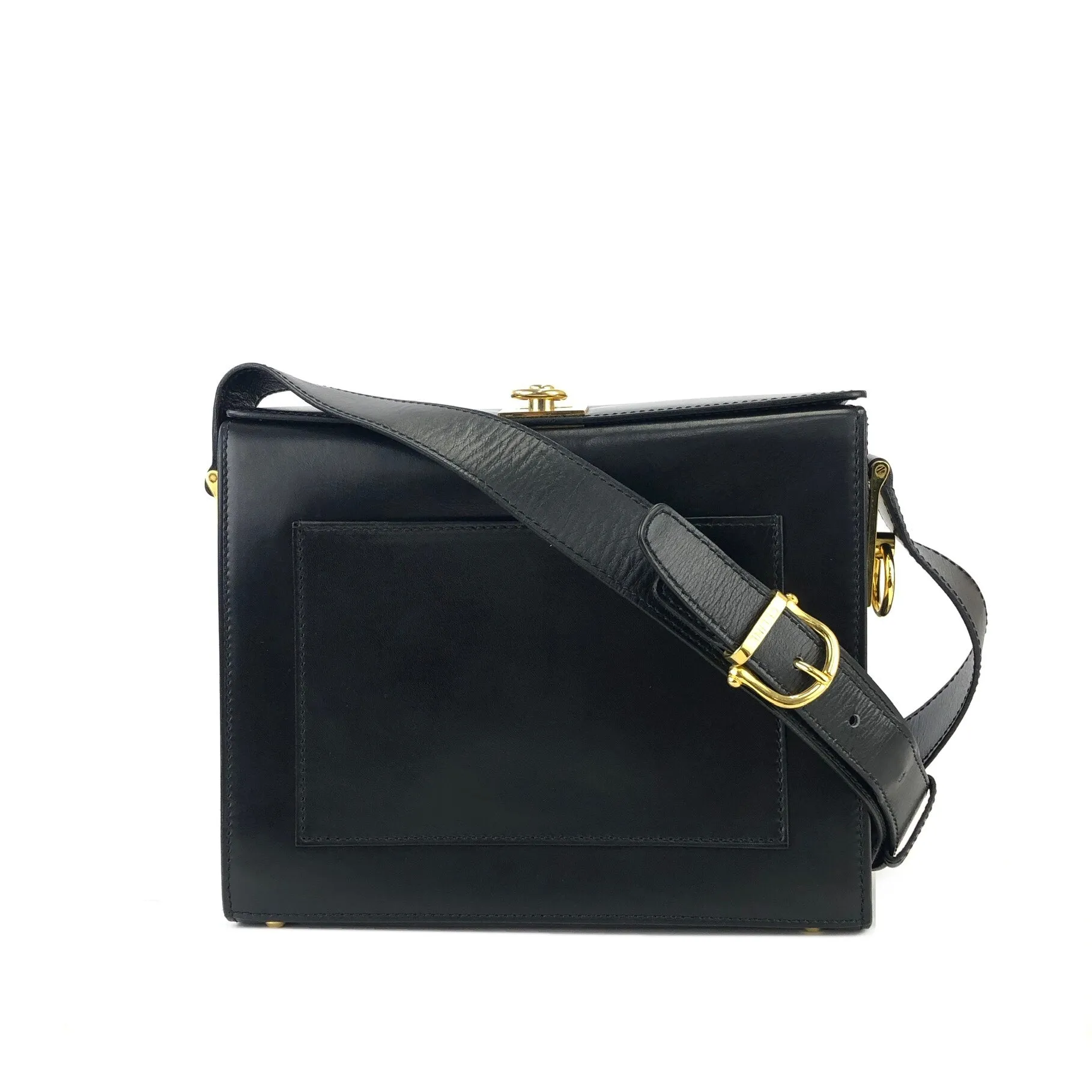 CELINE Gancini Crossbody Box Shoulder bag Black Vintage Old Celine w6vekz