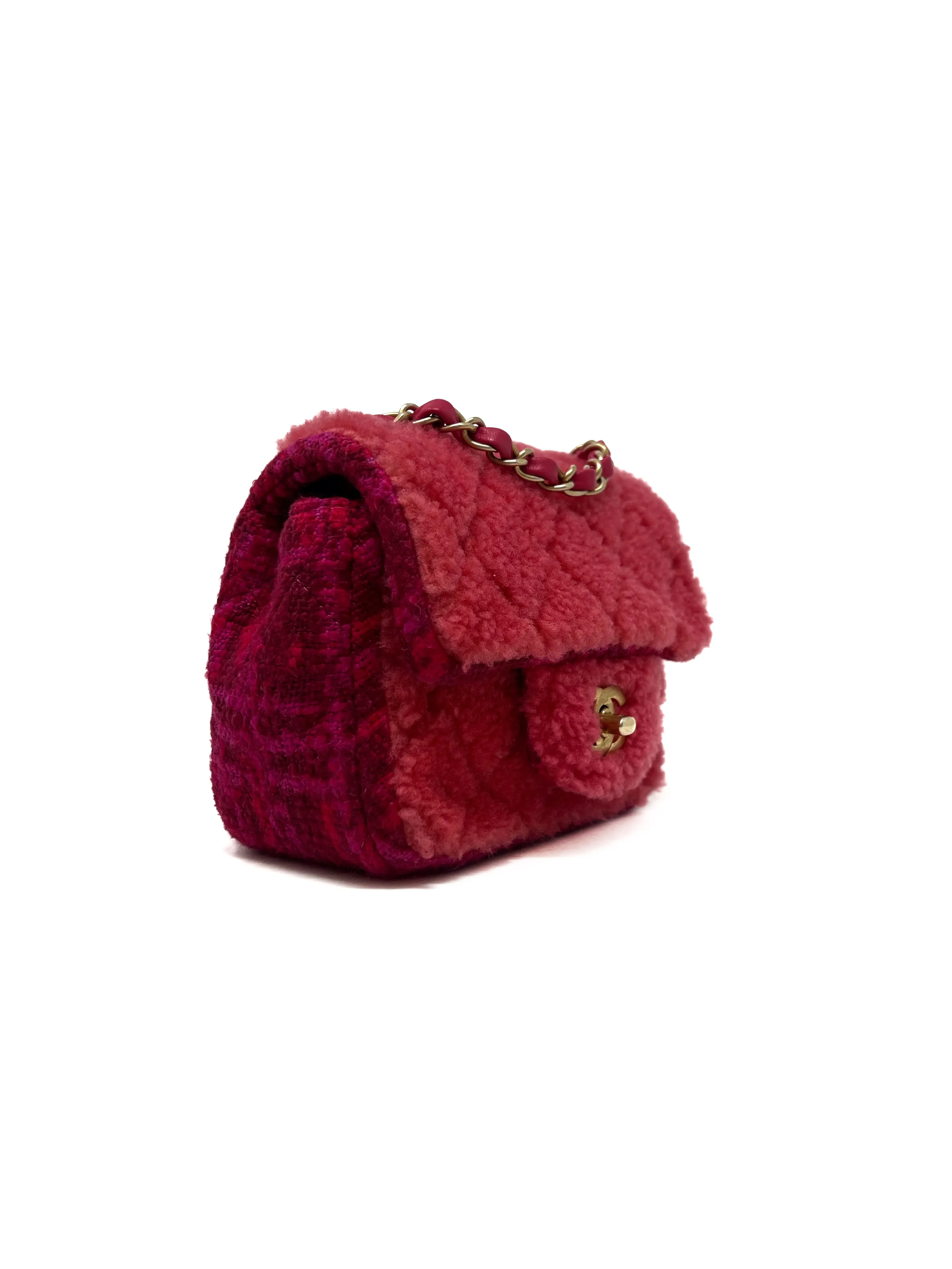 Chanel '20A SM Shearling Tweed Bag W/Card