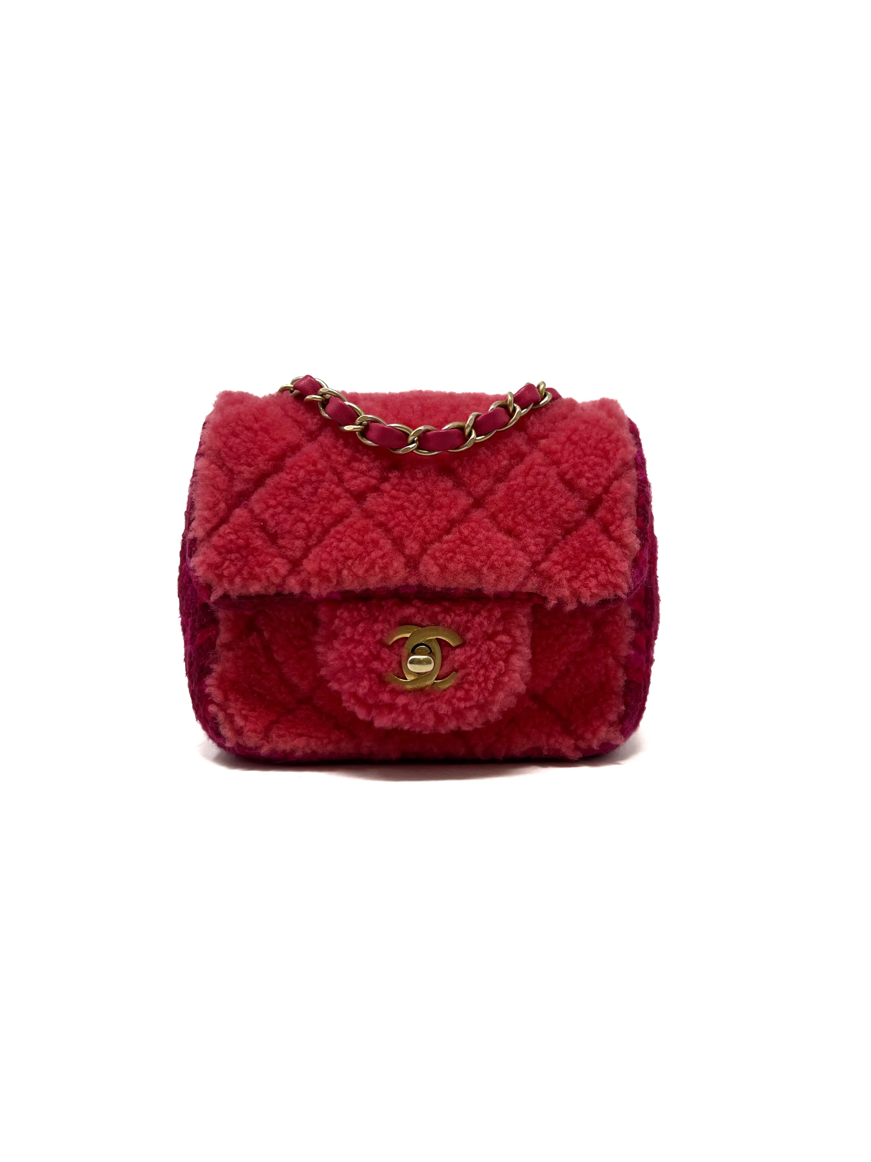 Chanel '20A SM Shearling Tweed Bag W/Card