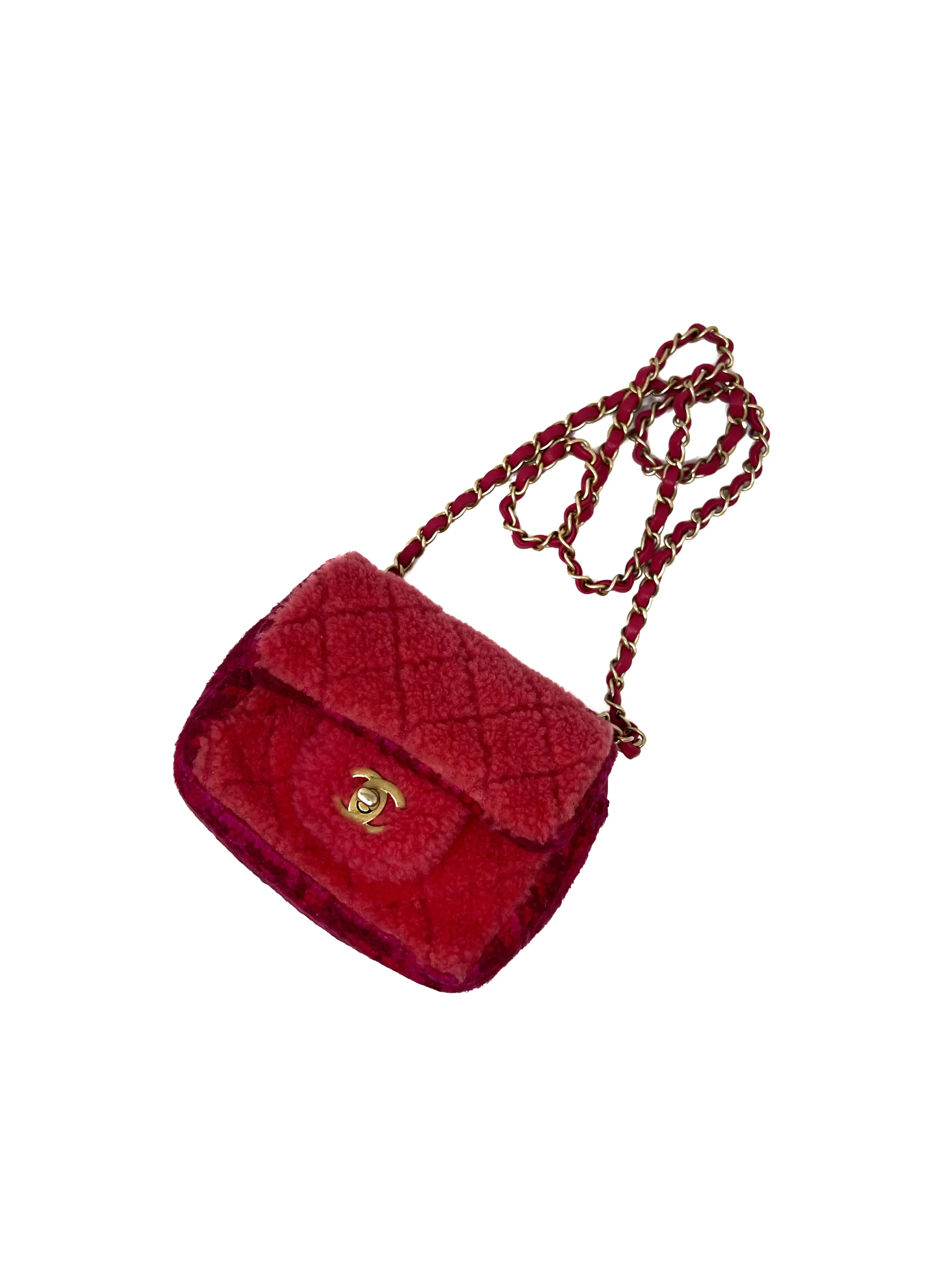 Chanel '20A SM Shearling Tweed Bag W/Card