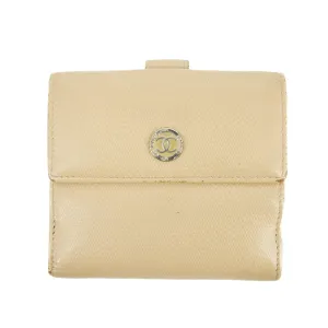 Chanel Beige CC Leather Compact Trifold Wallet #3140