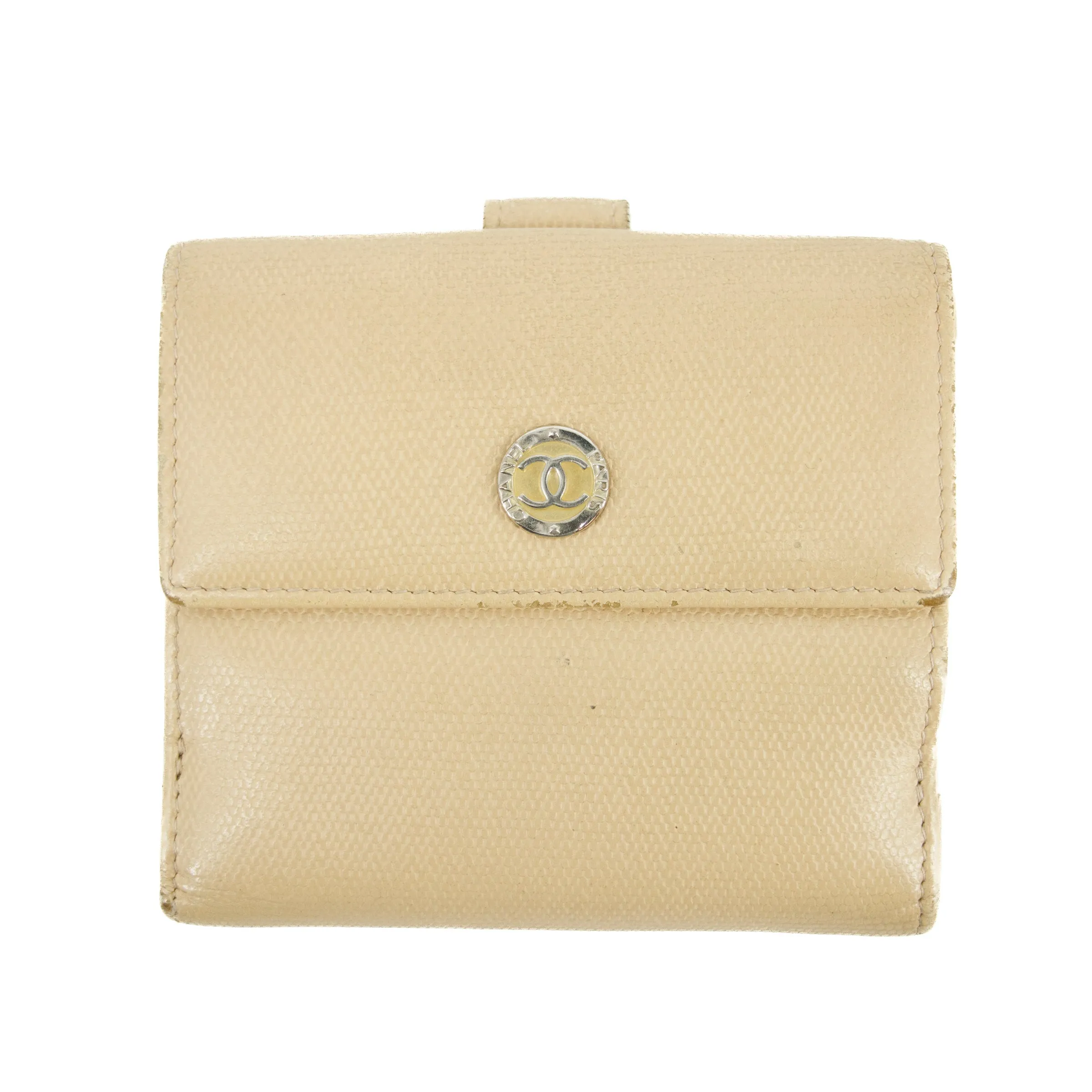 Chanel Beige CC Leather Compact Trifold Wallet #3140