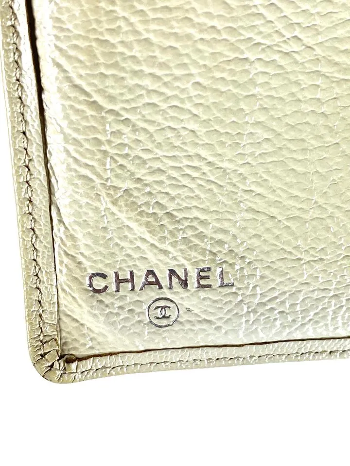 Chanel Beige CC Logo Long Bifold Flap Wallet 857664