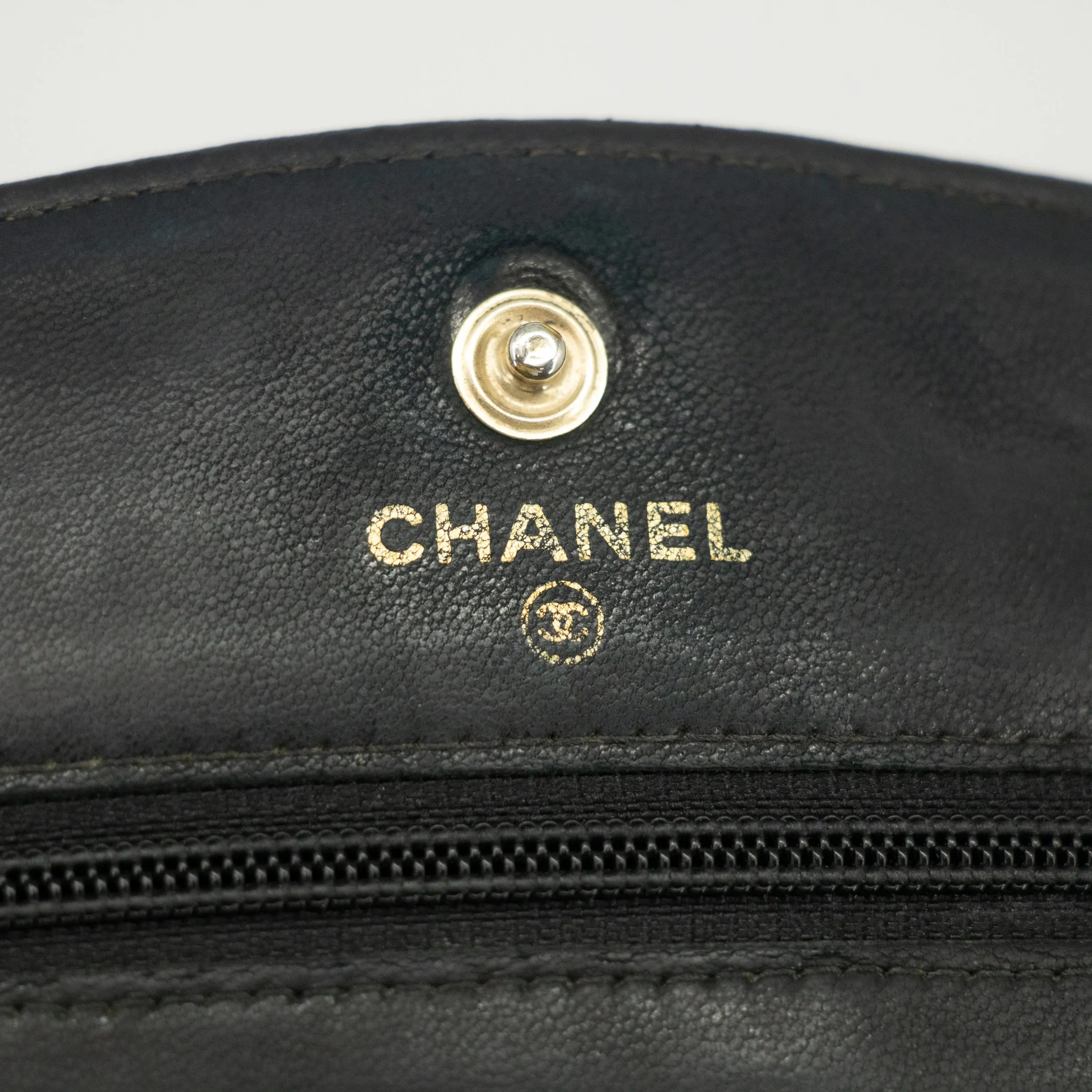 Chanel Black Caviar Skin Gold Hardware Wallet On Chain Crossbody Bag #2313