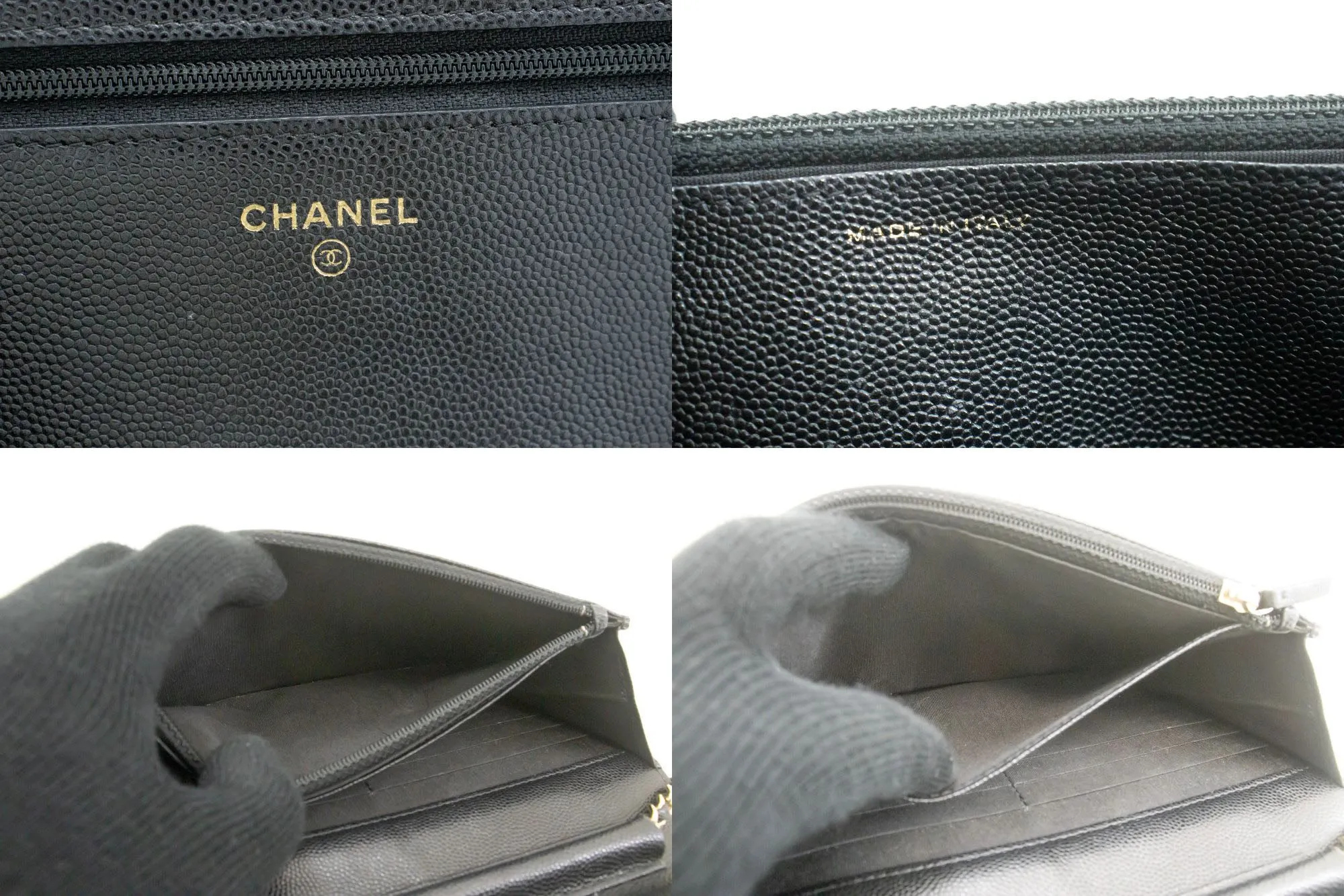 CHANEL Boy Black Grained Calfskin Wallet On Chain WOC Flap Bag p66