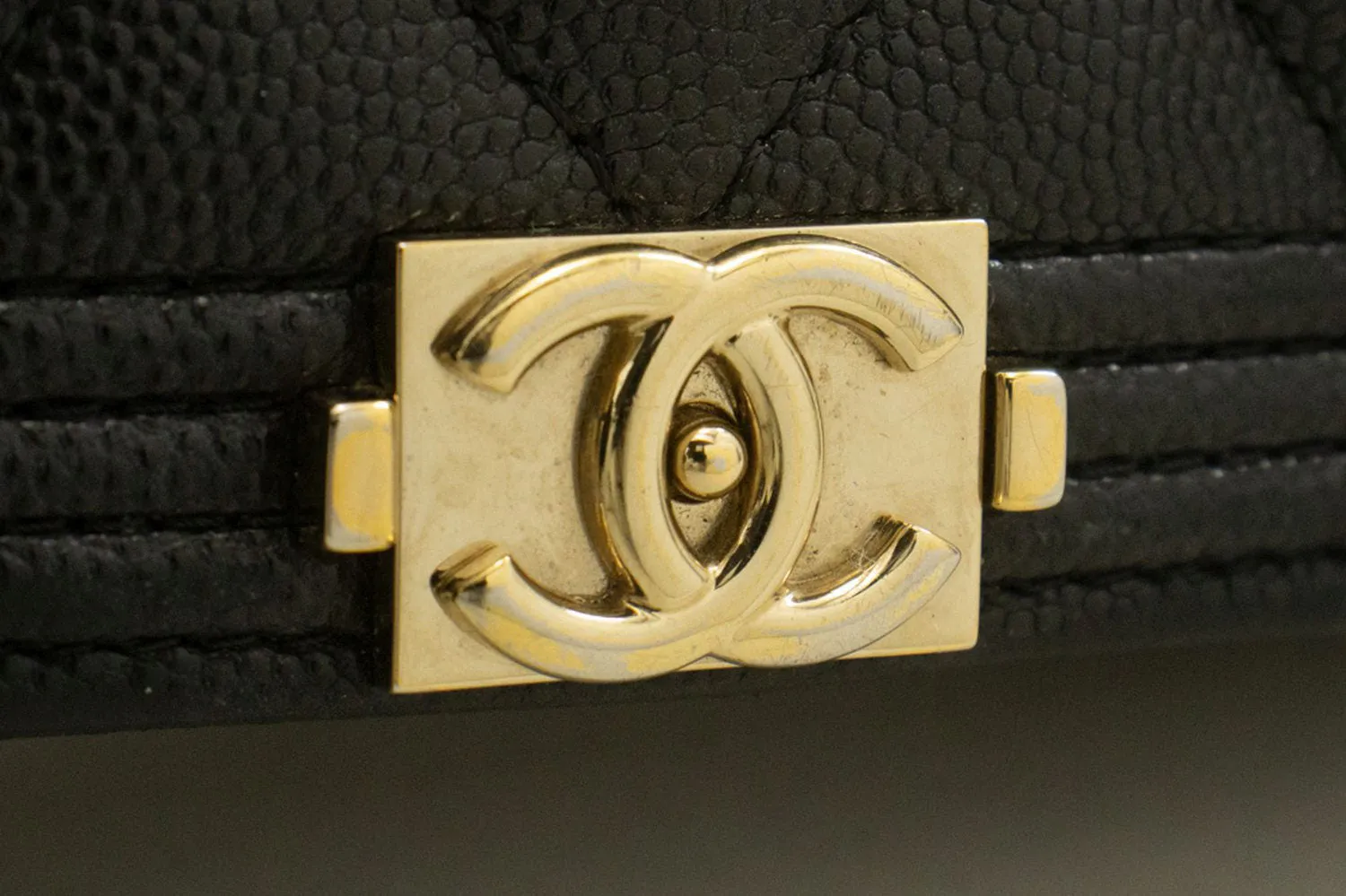 CHANEL Boy Black Grained Calfskin Wallet On Chain WOC Flap Bag p66