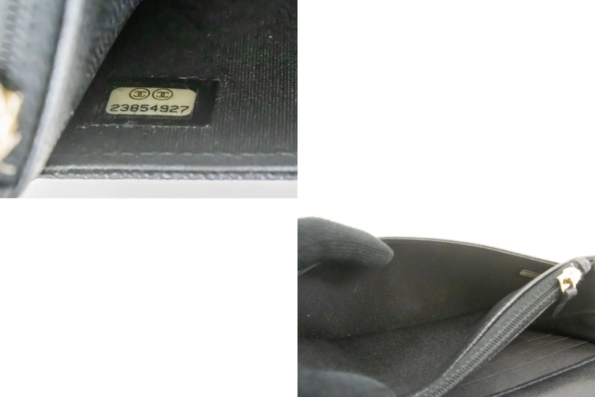 CHANEL Boy Black Grained Calfskin Wallet On Chain WOC Flap Bag p66