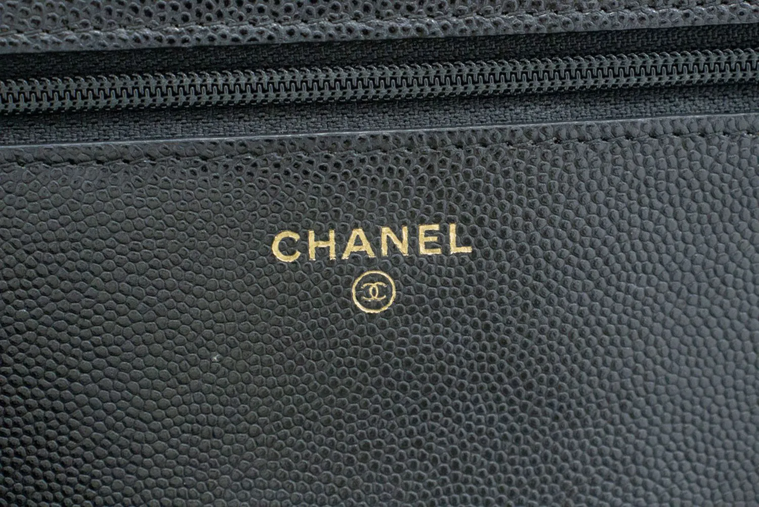 CHANEL Boy Black Grained Calfskin Wallet On Chain WOC Flap Bag p66