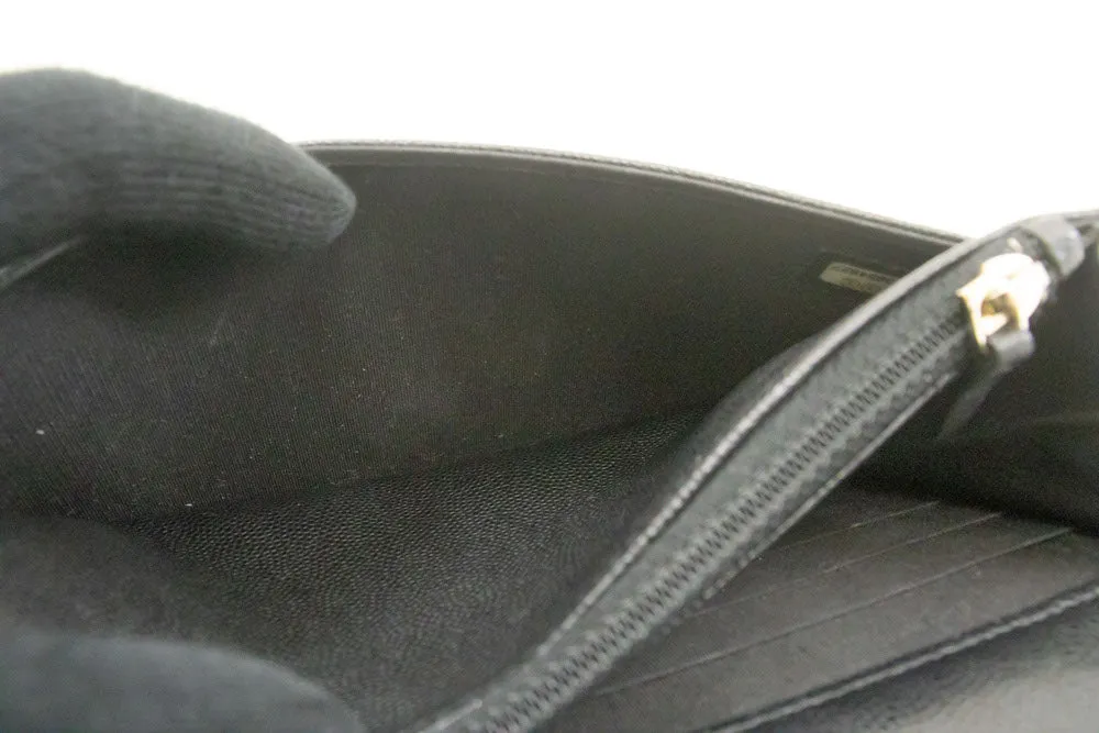CHANEL Boy Black Grained Calfskin Wallet On Chain WOC Flap Bag p66