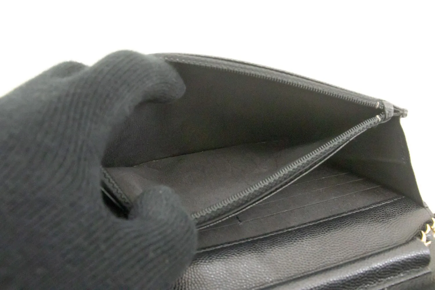 CHANEL Boy Black Grained Calfskin Wallet On Chain WOC Flap Bag p66
