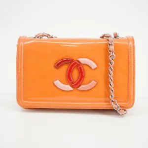 Chanel CC Coco Mark Patent Orange Multicolor Wallet On Chain 13 Series  #2622