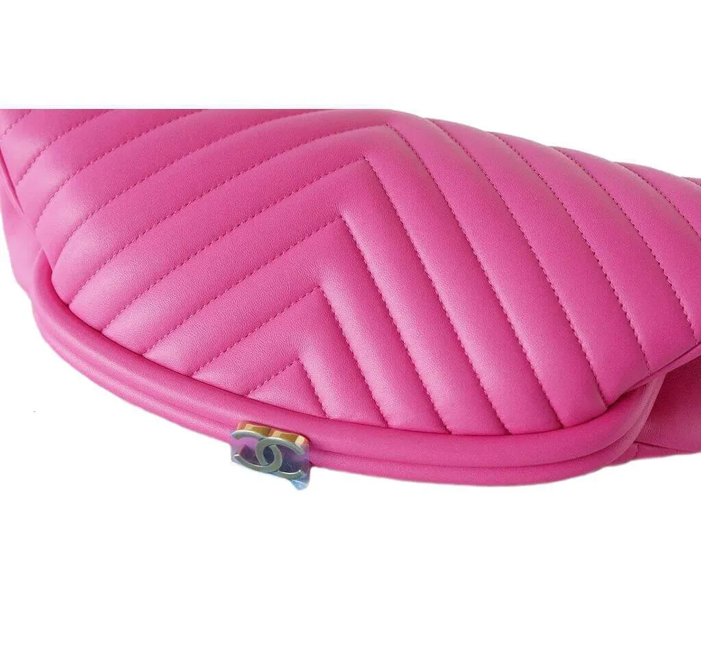 Chanel Chevron Clutch Bag Pink