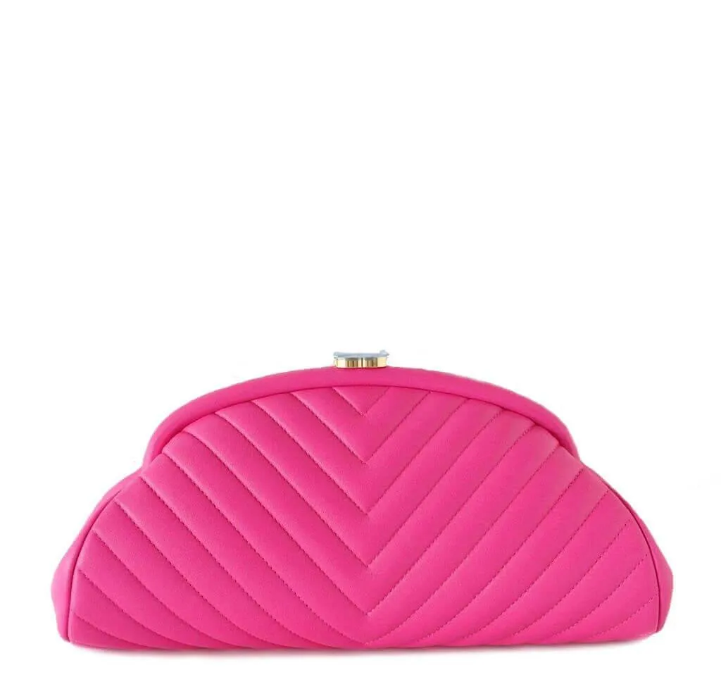 Chanel Chevron Clutch Bag Pink