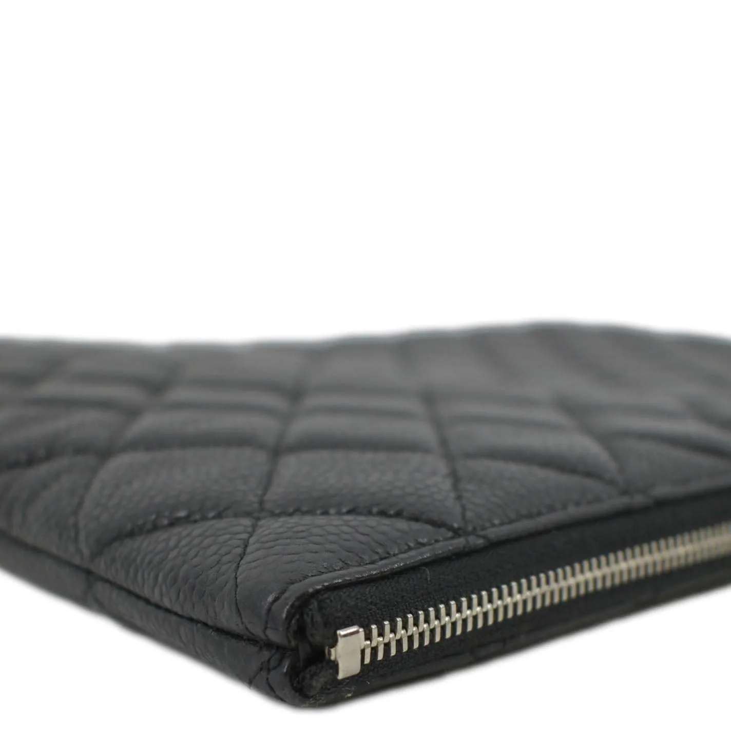 CHANEL Classic O-Case Caviar Leather Zip Pouch Black