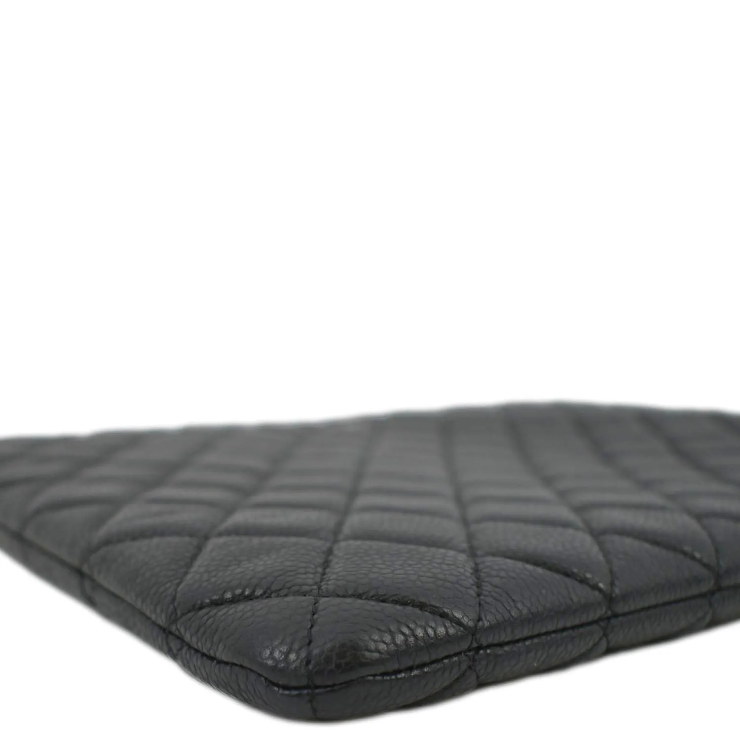 CHANEL Classic O-Case Caviar Leather Zip Pouch Black