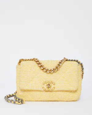 Chanel Yellow Tweed Medium 19 Shoulder Bag