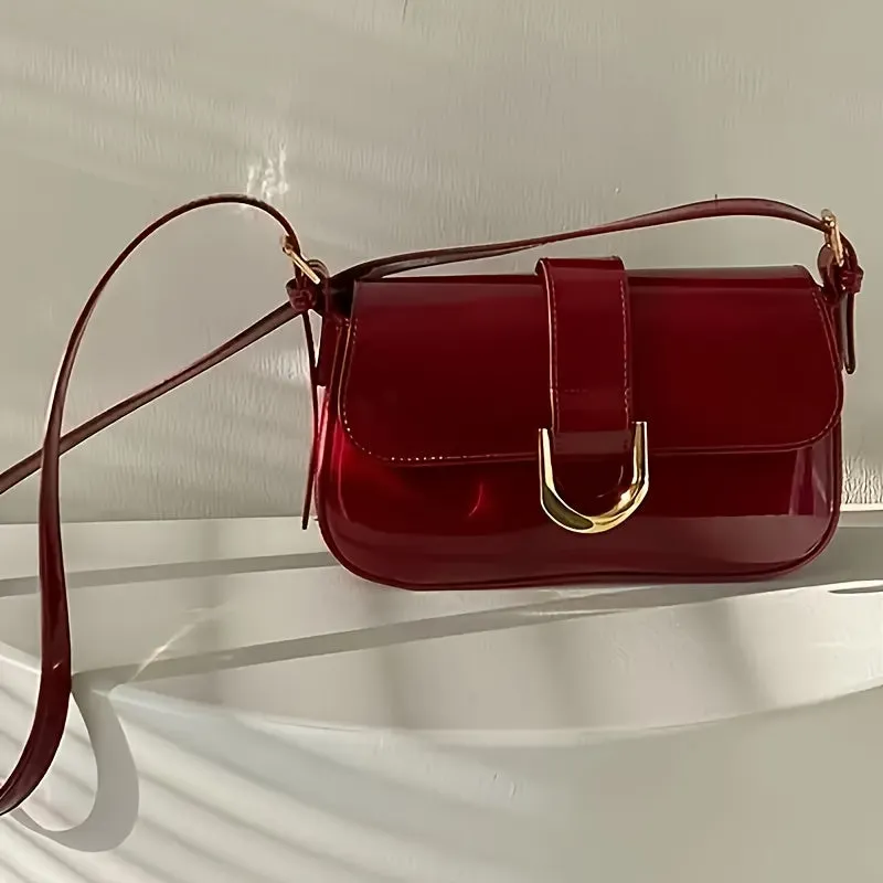 Chic Retro Red Baguette Bag – Elegant Shoulder & Crossbody Purse