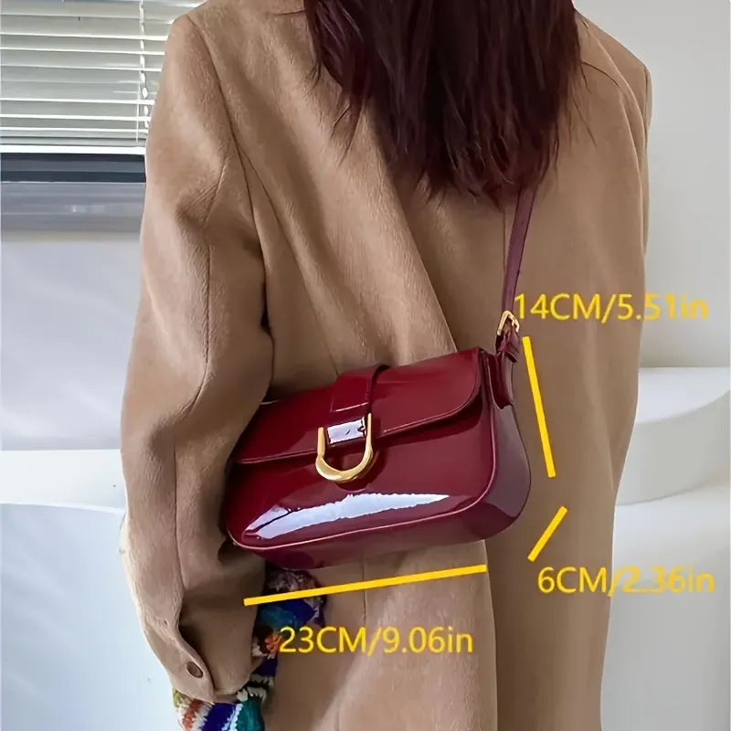 Chic Retro Red Baguette Bag – Elegant Shoulder & Crossbody Purse