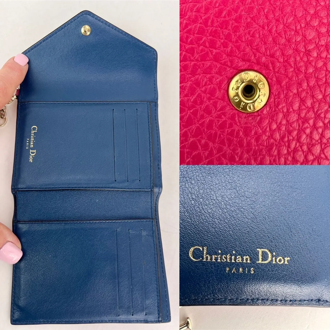 Christian Dior Pink Leather Diorissimo Envelope Wallet