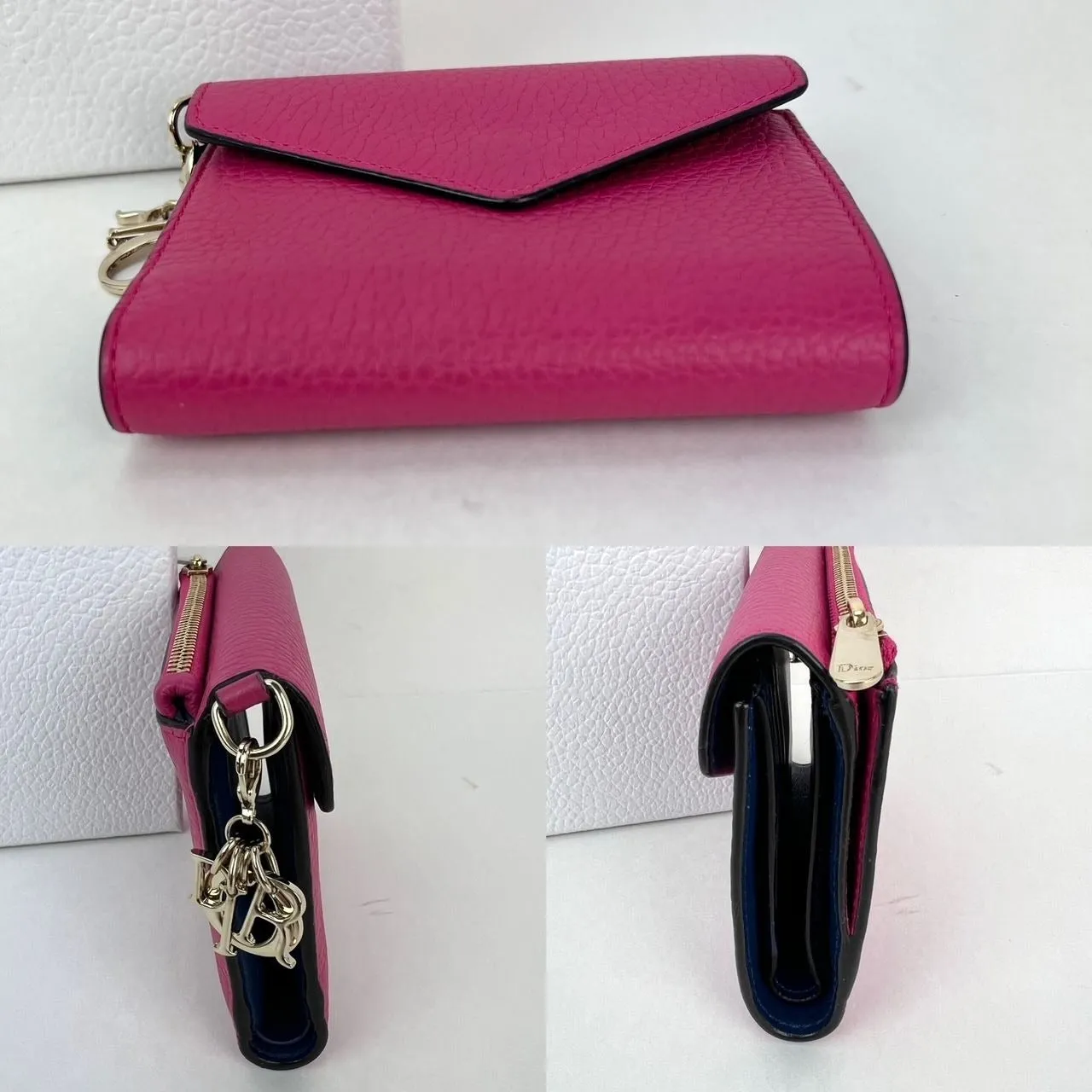 Christian Dior Pink Leather Diorissimo Envelope Wallet