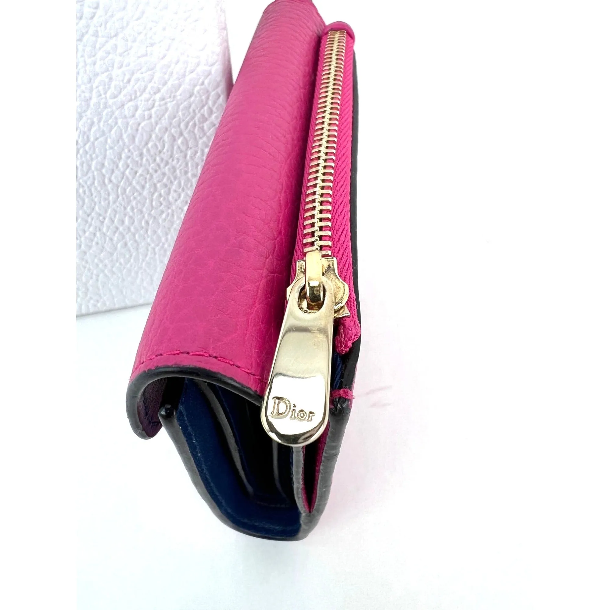 Christian Dior Pink Leather Diorissimo Envelope Wallet