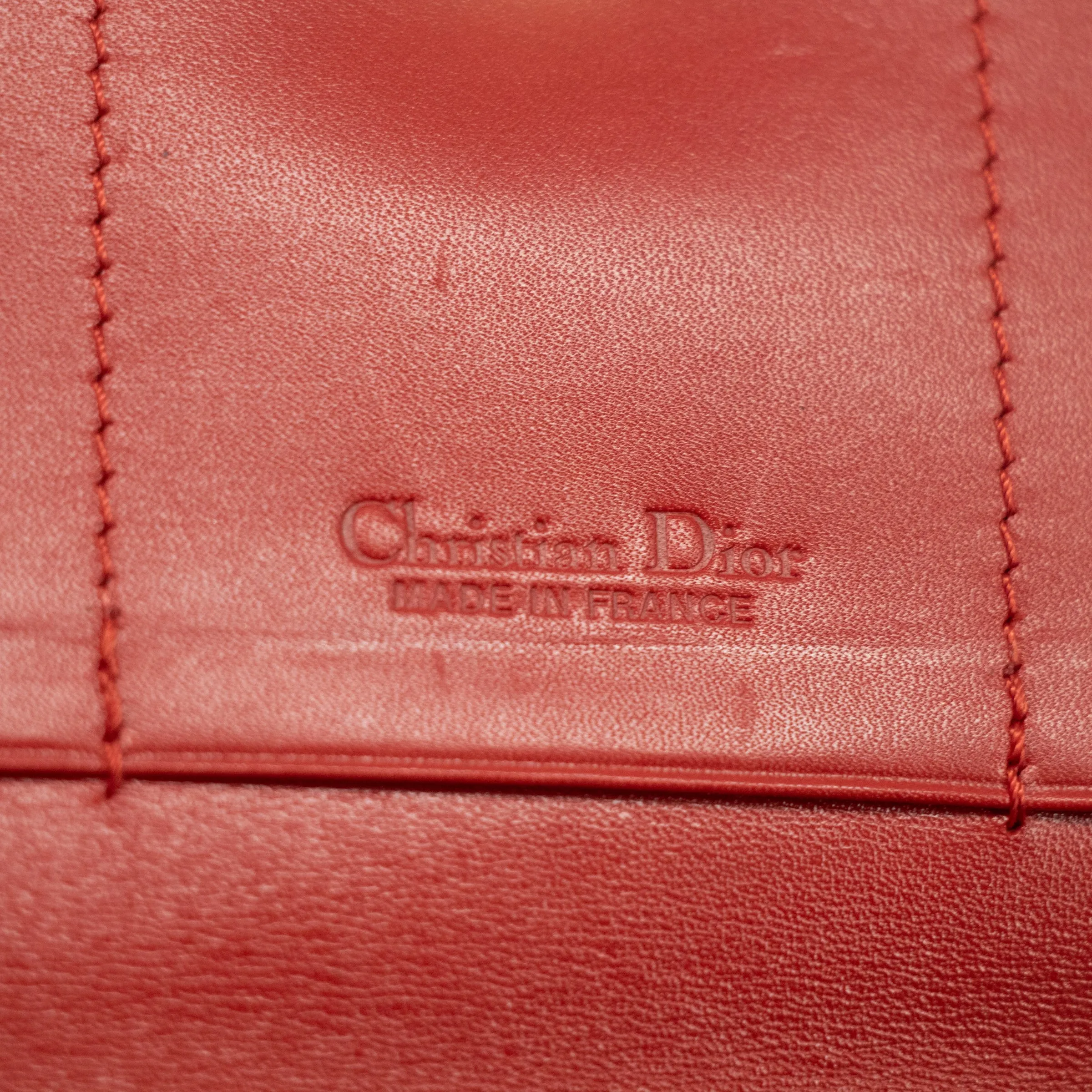 Christian Dior Red Leather Long Wallet #2465