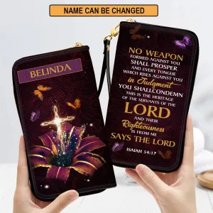 Christianartbag Clutch Purse, No Weapon Formed Against You Shall Prosper Clutch Purse For Women, Personalized Name, Christian Gifts For Women, CAB16091223.