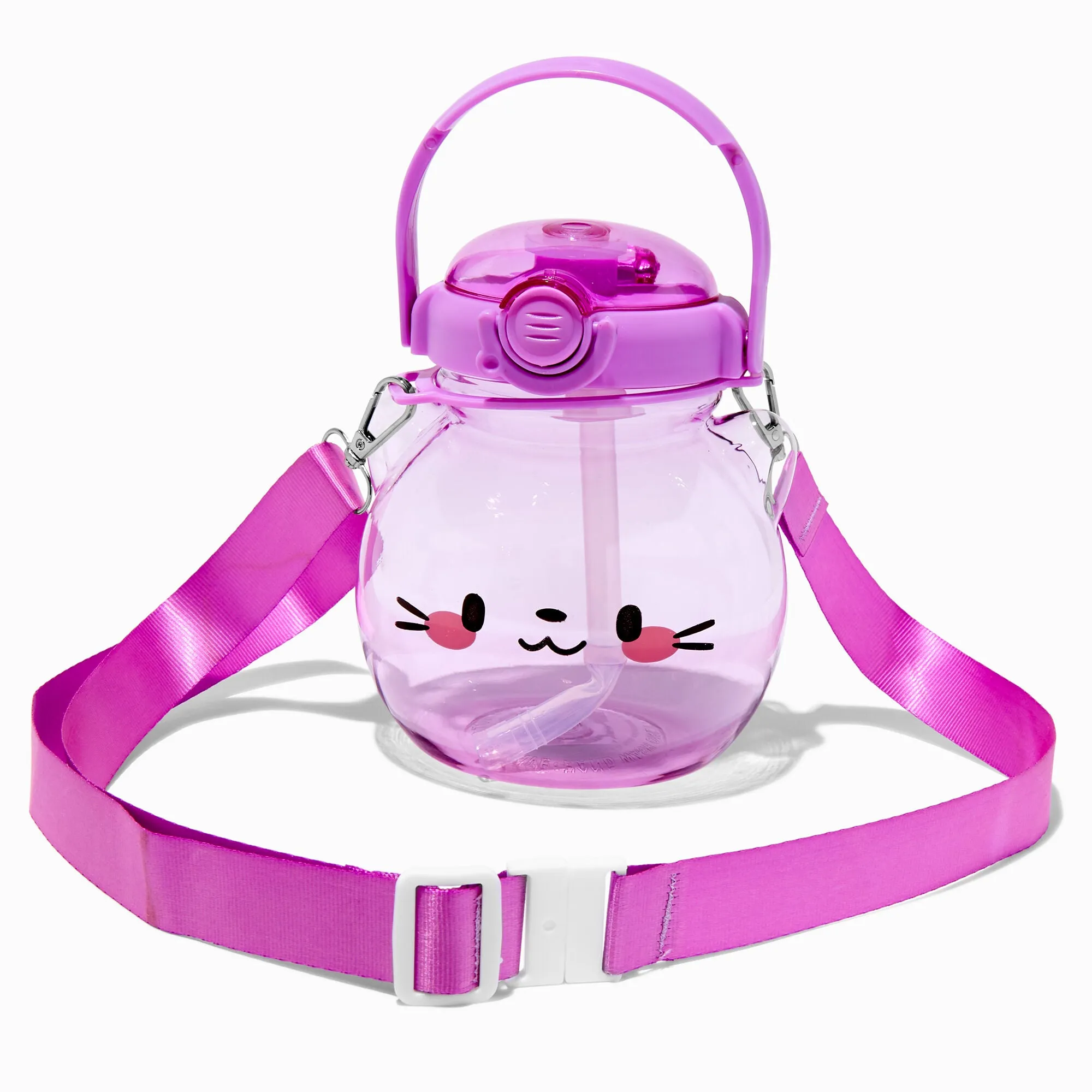 Claire's Cat Head Crossbody Bag Water Bottle | Purple