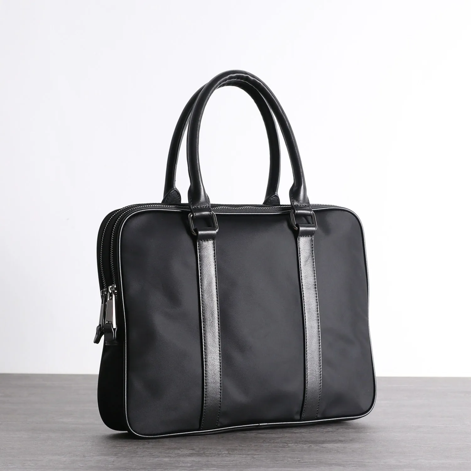 Classic Black Nylon Briefcase Mens Black Nylon 13'' Laptop Briefcase Handbag Purse for Men