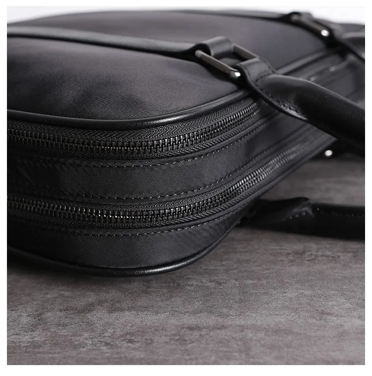 Classic Black Nylon Briefcase Mens Black Nylon 13'' Laptop Briefcase Handbag Purse for Men