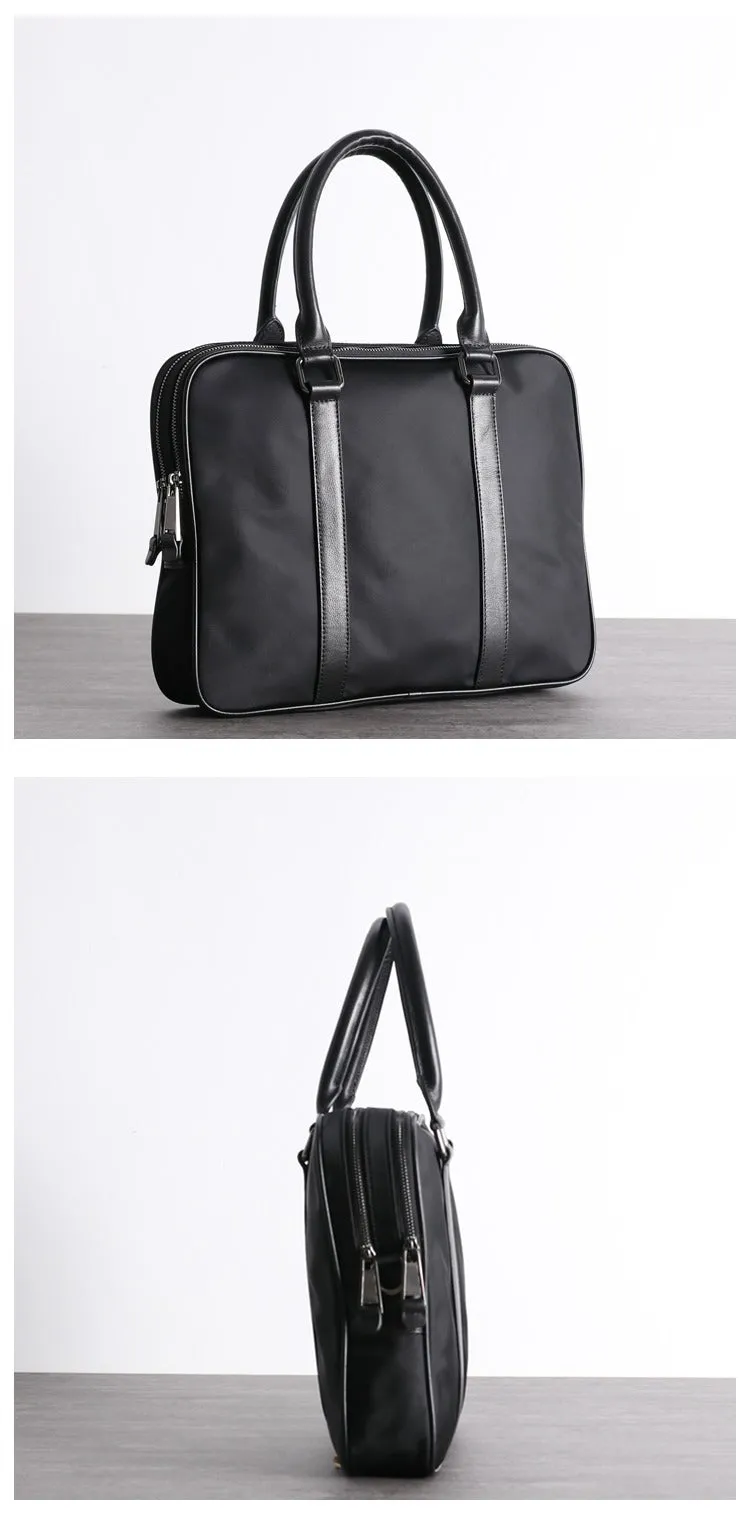 Classic Black Nylon Briefcase Mens Black Nylon 13'' Laptop Briefcase Handbag Purse for Men