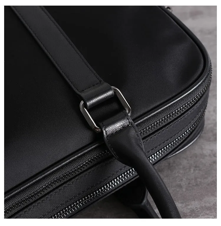Classic Black Nylon Briefcase Mens Black Nylon 13'' Laptop Briefcase Handbag Purse for Men