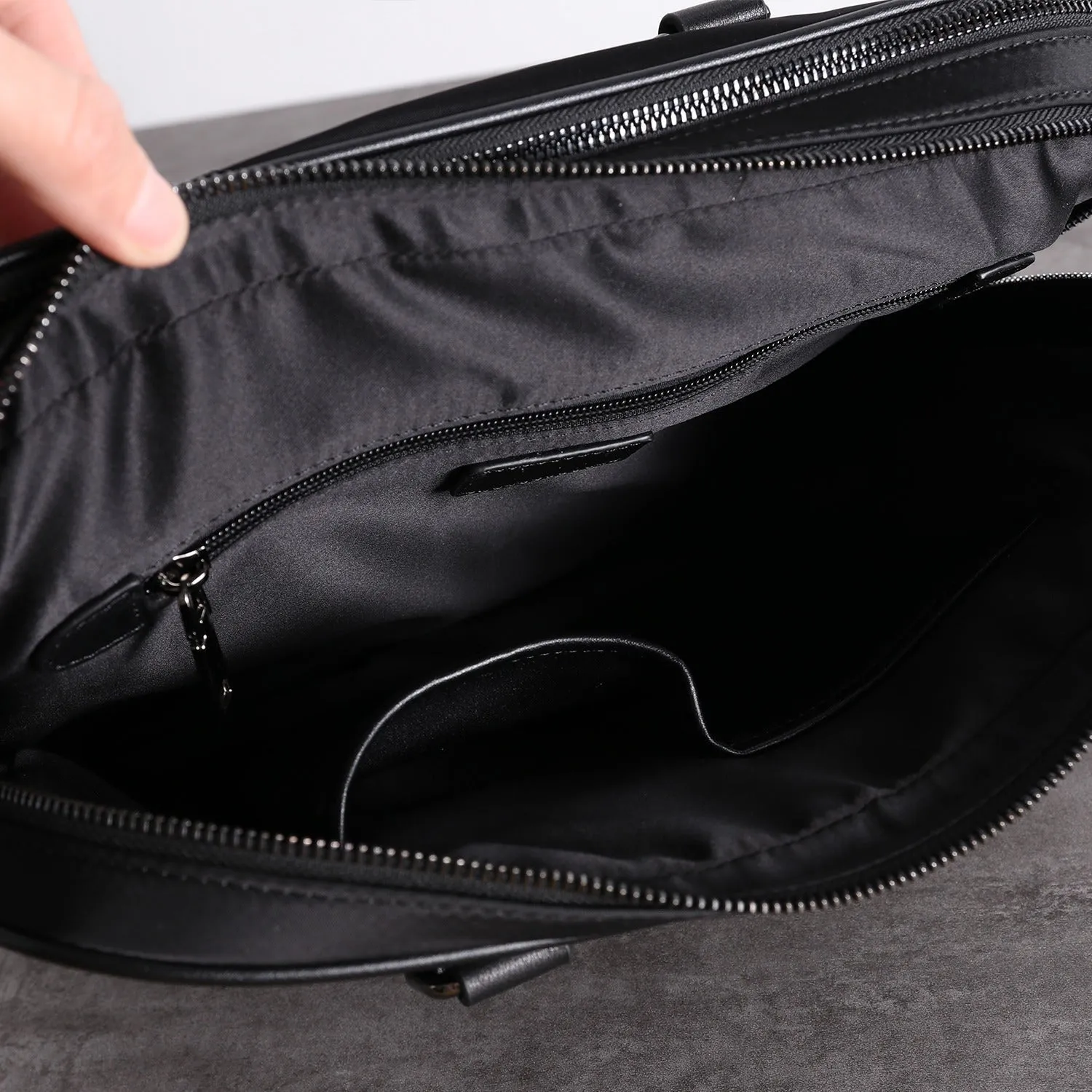 Classic Black Nylon Briefcase Mens Black Nylon 13'' Laptop Briefcase Handbag Purse for Men
