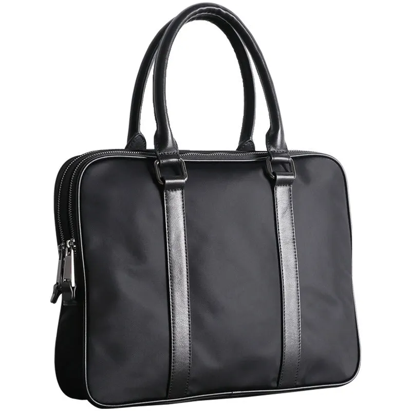 Classic Black Nylon Briefcase Mens Black Nylon 13'' Laptop Briefcase Handbag Purse for Men