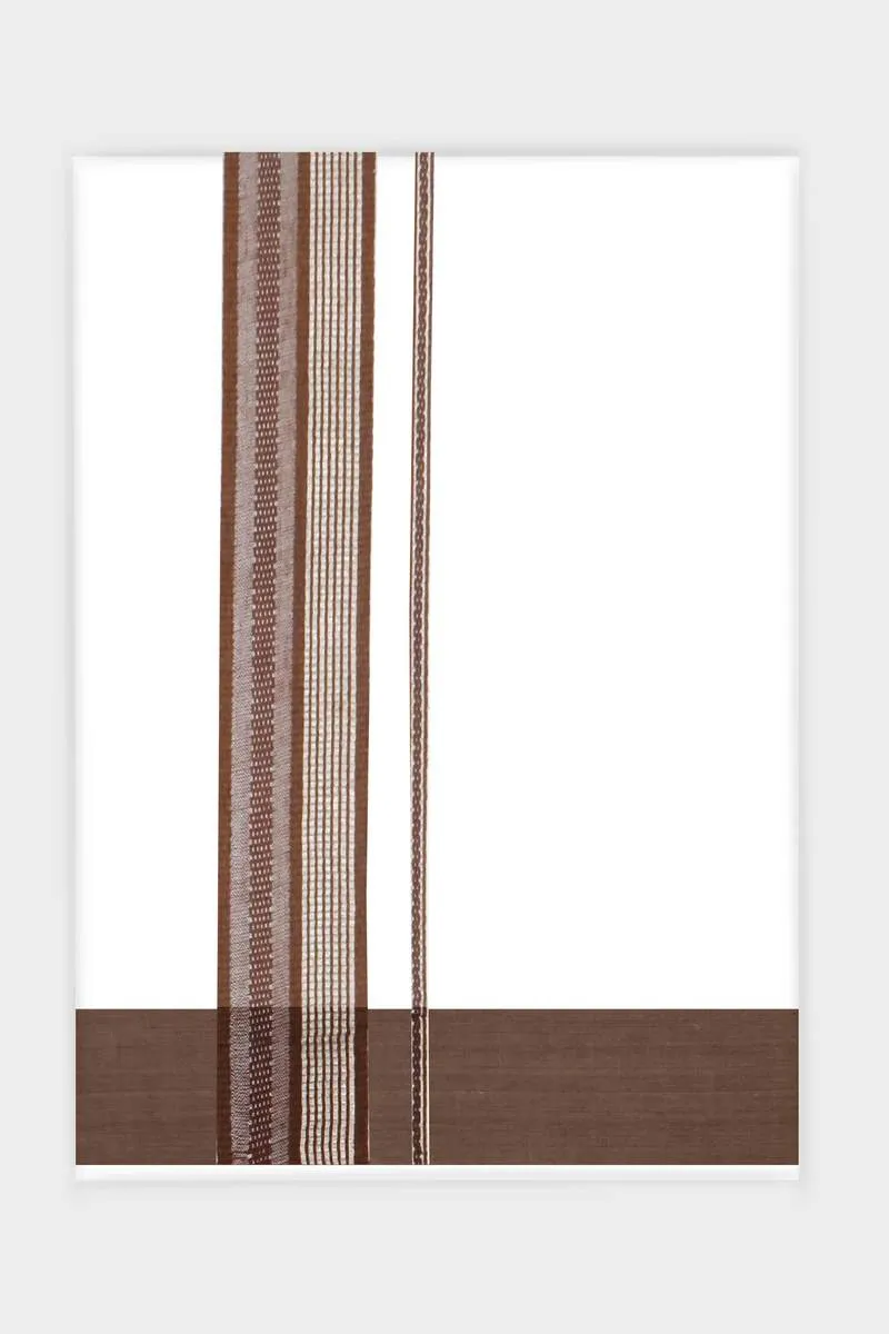 Classic Imran - Brown Smooth Cotton Double Layered Dhoti With Fancy Borders | Uathayam