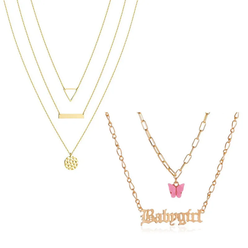 Combo of 2 Gold Plated Layered Pendant