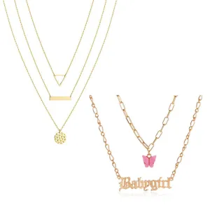 Combo of 2 Gold Plated Layered Pendant